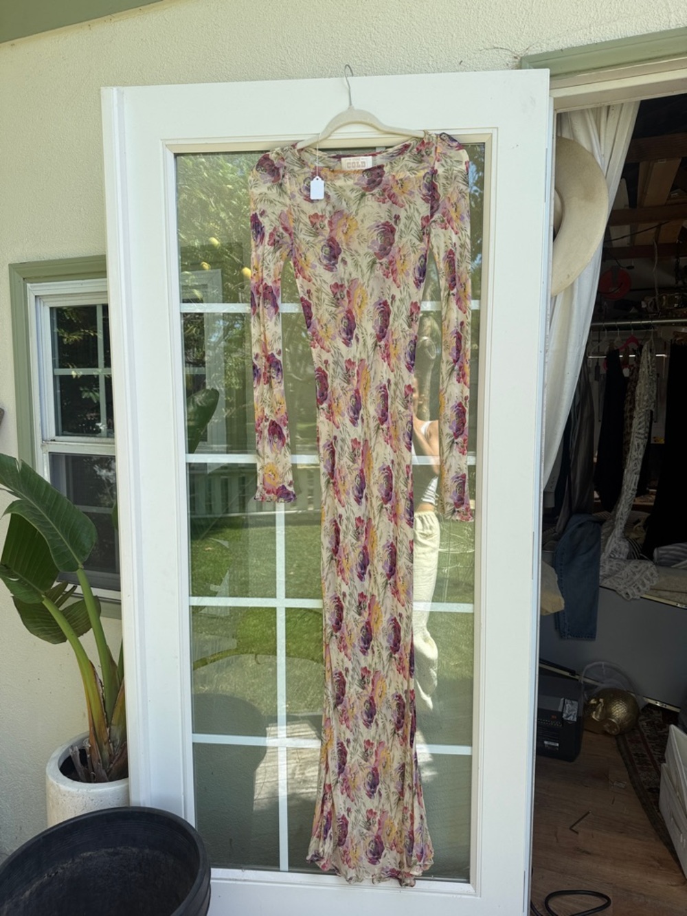 Stone Cold Fox Cream Maxi Dress with Purple and Pink Floral Print